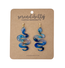 Load image into Gallery viewer, Snake Stud Earrings - Milky Blue Chunky Glitter (Acrylic)