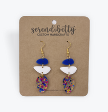 Load image into Gallery viewer, Stacking Stones Earrings - Blue/White/Glitter (Acrylic)