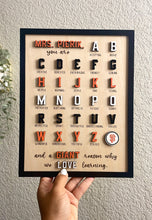 Load image into Gallery viewer, "Teacher, you are..." ABC's Appreciation Sign (SF Giants)