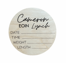 Load image into Gallery viewer, Baby Birth Stats Round (Personalized)