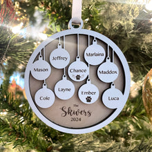 Load image into Gallery viewer, Personalized Family Ornament (Expanded 8-10 Names)