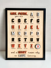 Load image into Gallery viewer, "Teacher, you are..." ABC's Appreciation Sign (SF Giants)