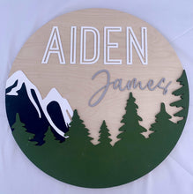 Load image into Gallery viewer, Mountains & Trees Name Sign