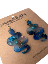 Load image into Gallery viewer, Snake Stud Earrings - Milky Blue Chunky Glitter (Acrylic)