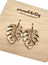 Load image into Gallery viewer, Monstera Tribal Earrings (Wood)