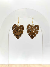 Load image into Gallery viewer, Monstera Leaf Earrings (Walnut Hardwood)