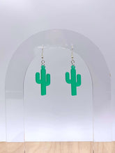Load image into Gallery viewer, Frosted Green Cactus Earrings (Acrylic)