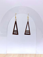 Load image into Gallery viewer, Layered Triangle Geometric Earrings (Walnut Hardwood)
