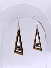 Load image into Gallery viewer, Layered Triangle Geometric Earrings (Walnut Hardwood)