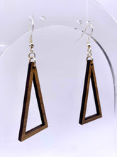 Load image into Gallery viewer, Hollow Triangle Geometric Earrings (Walnut Hardwood)
