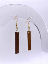 Load image into Gallery viewer, Narrow Bar Geometric Earrings (Walnut Hardwood)