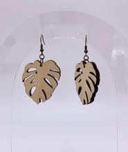 Load image into Gallery viewer, Monstera Leaf Earrings (Wood)