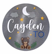 Load image into Gallery viewer, Moon & Stars Teddy Bear Name Sign