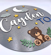 Load image into Gallery viewer, Moon & Stars Teddy Bear Name Sign