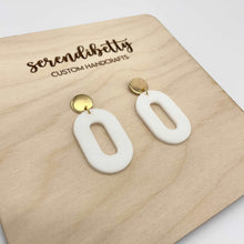 Load image into Gallery viewer, Oval Statement Stud Earrings - White (Acrylic)
