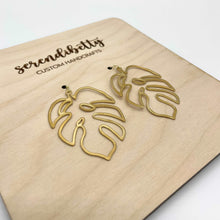 Load image into Gallery viewer, Oversized Monstera Charm Earrings (Brass)