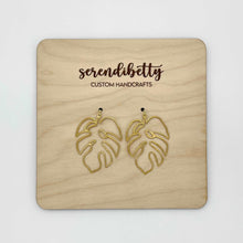 Load image into Gallery viewer, Oversized Monstera Charm Earrings (Brass)
