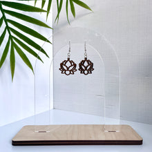 Load image into Gallery viewer, Lotus Flower Earrings (Walnut Hardwood)