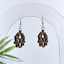 Load image into Gallery viewer, Lotus Flower Earrings (Walnut Hardwood)