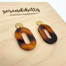 Load image into Gallery viewer, Oval Statement Stud Earrings - Tortoise Shell (Acrylic)