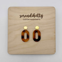 Load image into Gallery viewer, Oval Statement Stud Earrings - Tortoise Shell (Acrylic)