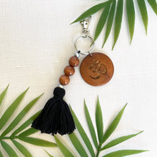 Load image into Gallery viewer, Om Keychain (Wooden Beads)
