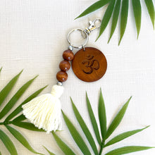 Load image into Gallery viewer, Om Keychain (Wooden Beads)