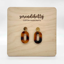 Load image into Gallery viewer, Oval Statement Stud Earrings - Tortoise Shell (Acrylic)