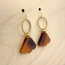Load image into Gallery viewer, Mini Fan Charm Earrings - Tortoise Shell (Acrylic)
