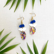 Load image into Gallery viewer, Stacking Stones Earrings - Blue/White/Glitter (Acrylic)