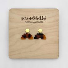 Load image into Gallery viewer, Fan Statement Stud Earrings - Tortoise Shell (Acrylic)
