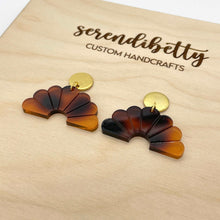 Load image into Gallery viewer, Fan Statement Stud Earrings - Tortoise Shell (Acrylic)