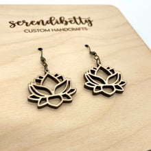 Load image into Gallery viewer, Lotus Flower Earrings (Wood)