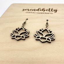 Load image into Gallery viewer, Lotus Flower Earrings (Wood)