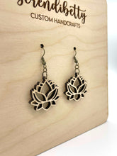 Load image into Gallery viewer, Lotus Flower Earrings (Wood)