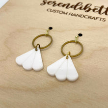Load image into Gallery viewer, Mini Fan Charm Earrings - White (Acrylic)
