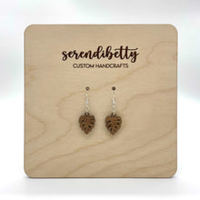 Load image into Gallery viewer, Mini Monstera Earrings (Walnut Hardwood)