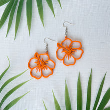 Load image into Gallery viewer, Hibiscus Earrings - Orange (Acrylic)