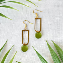 Load image into Gallery viewer, Round Charm Earrings - Moss Green