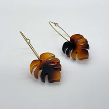 Load image into Gallery viewer, Mini Monstera Hoop Earrings - Tortoise Shell (Acrylic)
