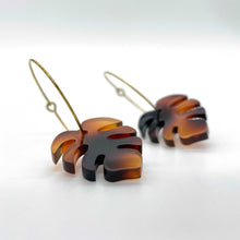 Load image into Gallery viewer, Mini Monstera Hoop Earrings - Tortoise Shell (Acrylic)