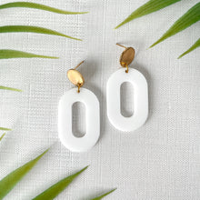 Load image into Gallery viewer, Oval Statement Stud Earrings - White (Acrylic)