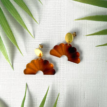 Load image into Gallery viewer, Fan Statement Stud Earrings - Tortoise Shell (Acrylic)
