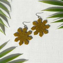 Load image into Gallery viewer, Oversized Glitter Philippines Sun Earrings (Acrylic)