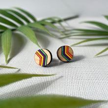 Load image into Gallery viewer, Hand-painted Rainbow Studs (Wood)