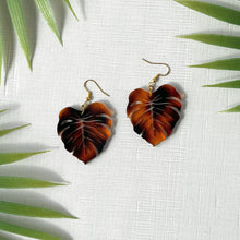 Load image into Gallery viewer, Tortoise Shell Monstera Earrings (Acrylic)