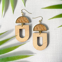 Load image into Gallery viewer, Woven Rattan Closed U Earrings (Wood)