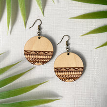 Load image into Gallery viewer, Round Half-Circle Tribal Earrings (Wood)