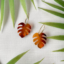 Load image into Gallery viewer, Mini Monstera Hoop Earrings - Tortoise Shell (Acrylic)