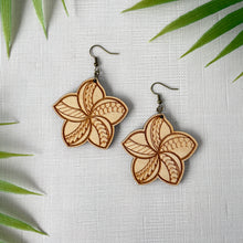 Load image into Gallery viewer, Plumeria Tribal Earrings (Wood)